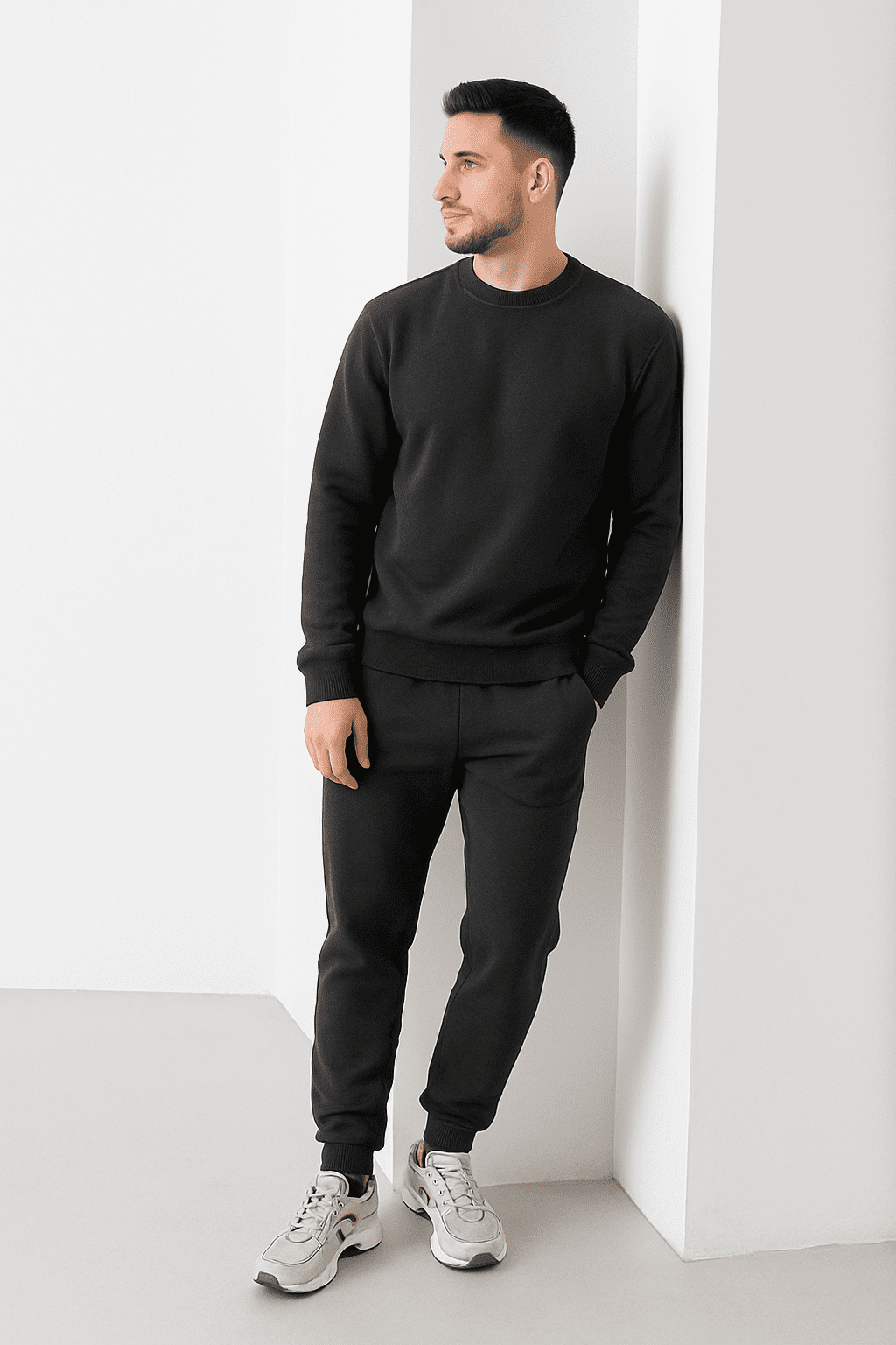 Men Winter Tracksuit Charcoal Black