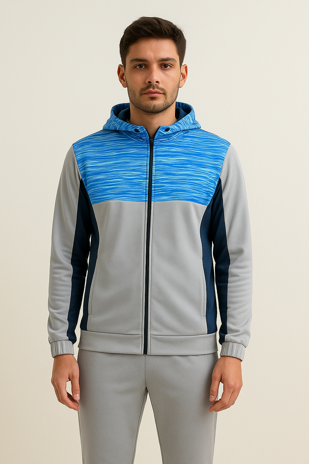 Addaxfit Premium Tracksuit Blue-Grey for Men for gymwear, streetwear and sportswear | Hoodie and Trousers.