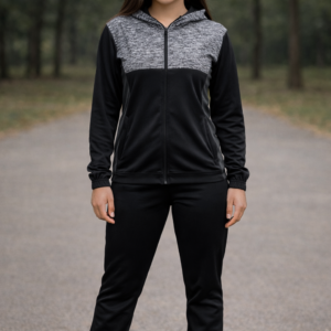 Addaxfit Premium Tracksuit Black-Grey for Women for gymwear, streetwear and sportswear | Hoodie and Trousers
