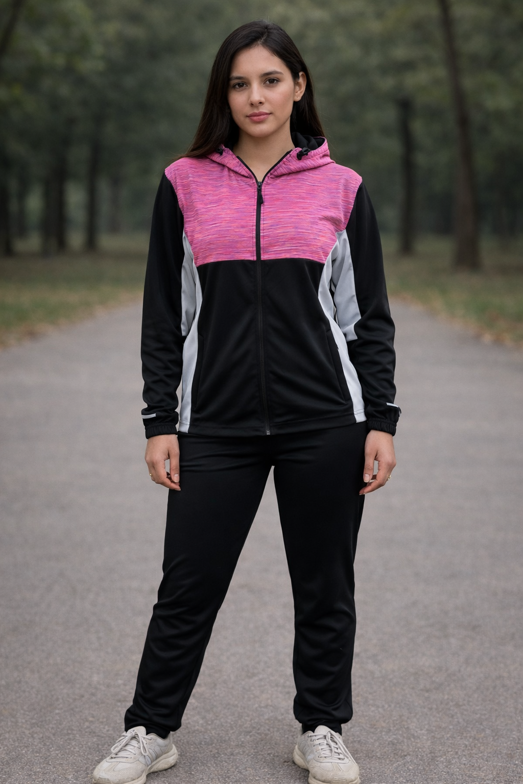 Addaxfit Premium Tracksuit Pink-Black for Women for gymwear, streetwear and sportswear | Hoodie and Trousers