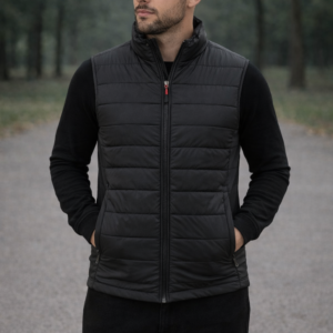 Men’s Black Sleeveless Puffer Jacket – Winter Warm Quilted Jacket | AddaxFit Pakistan