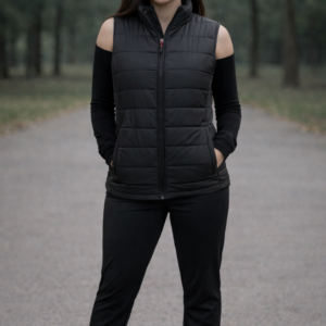 Women Black Sleeveless Puffer Jacket – Winter Warm Quilted Jacket  | AddaxFit Pakistan